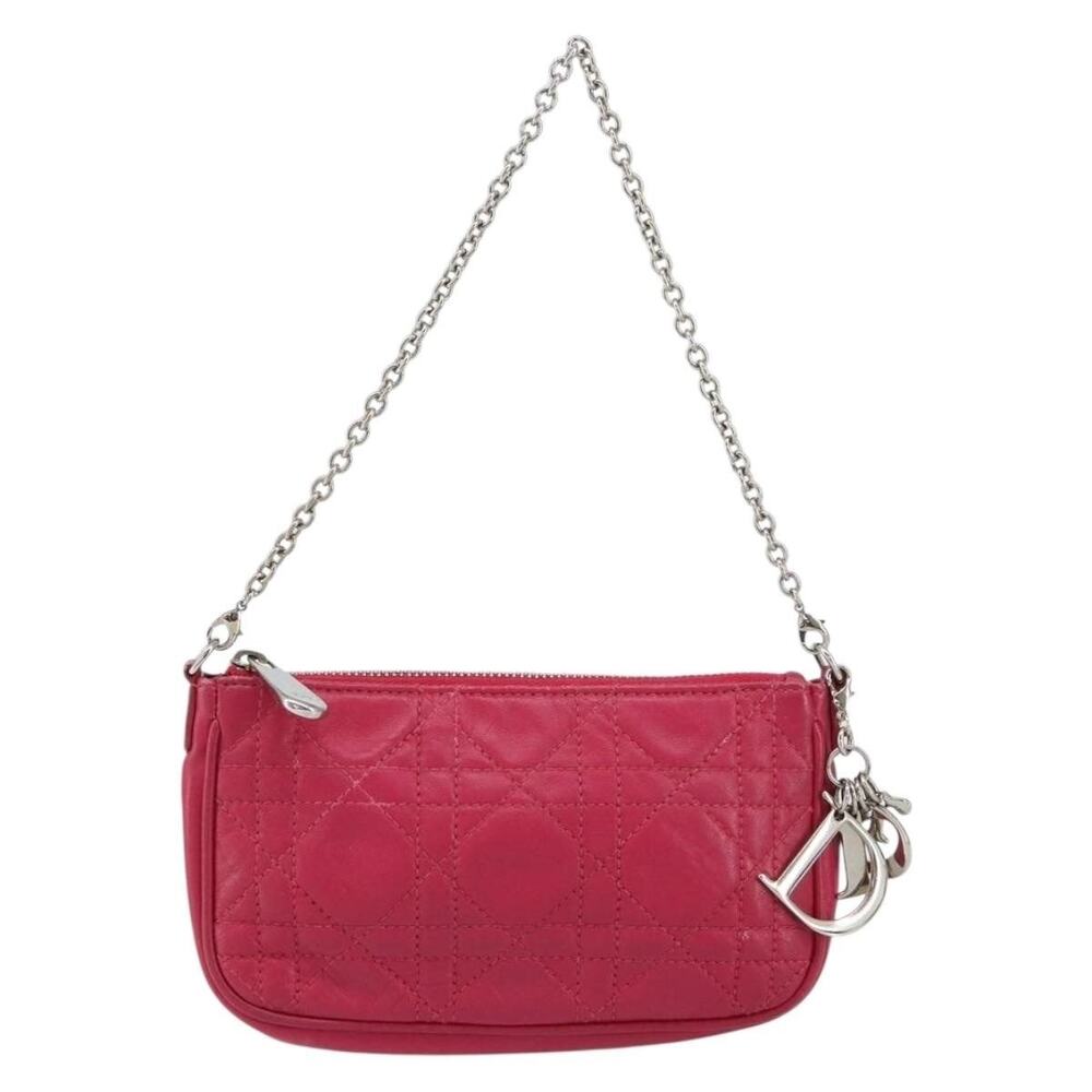 Dior Cannage Lambskin Chain Clutch Bag Pink